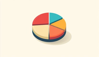 Fototapeta premium Colorful pie chart with bar graph, a flat design vector illustration of the icon for business growth and market analysis concept. 