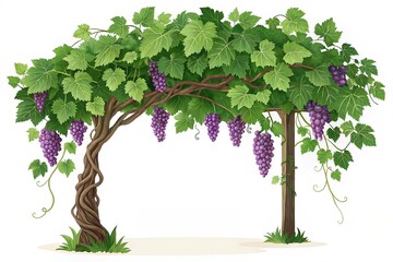 Fototapeta premium Fresh grape vine isolated transparent background