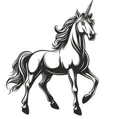 Obraz premium Majestic Black Unicorn Fantasy Horse Mythical Creature