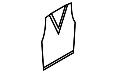 knitted vest, Clothes simple isometric line drawing icon in black and white
