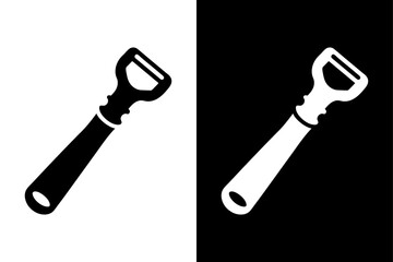 Black & White Bottle Opener Icon Scalable Vector Silhouette.