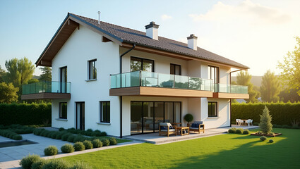 Flat House energy efficiency energy rating class eco home renovation saving cost low consumption ecological house hand holding green building sustainable development concept. concept as Energy efficie