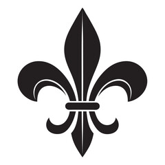 Fleur de lis simple elegant black silhouette logo on white background  © Hand  artistic