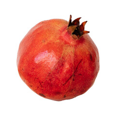 Whole fresh red pomegranate fruit isolated on transparent background.