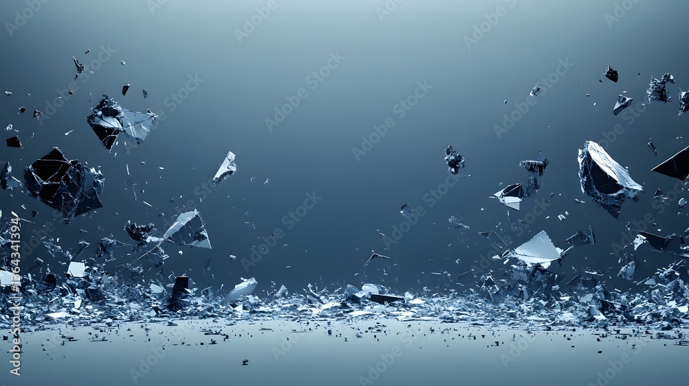 Poster broken glass wall creating a unique abstract design with fragmented patterns that evoke emotion and 