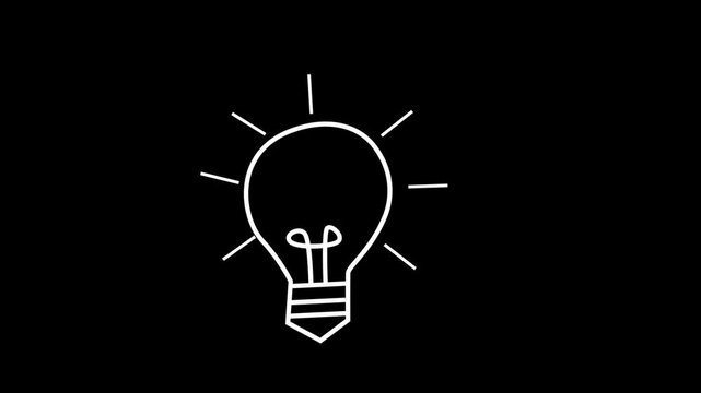 Light Bulb Animation made from white line vector graphics Isolated on Transparent Background. Idea, Business or Technology Concept 4K video motion graphic animation. find ideas or create ideas