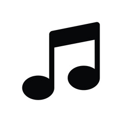 Music icon. Black musical note symbol. Music notes or eight note flat icon for apps and websites.