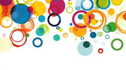 Colorful Circles Falling on White Background