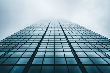 Modern skyscraper facade reaching towards the sky