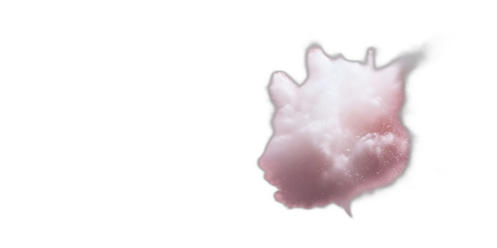 공중에 퍼지는 작은 분홍색 연기, AI 생성