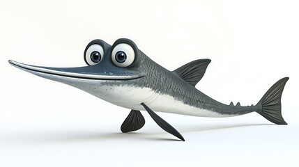 Fototapeta premium Goofy Swordfish with Oversized Shiny Silver Features