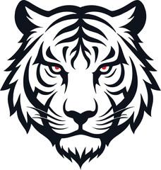 Modern Tiger Head Vector Logo – Bold Illustration with Red Eyes & Clean Design