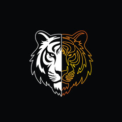 Modern Tiger Head Vector Logo – Bold Illustration with black Eyes & Clean Design