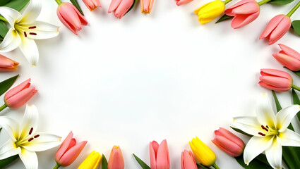 Graceful Easter Lilies and Vibrant Tulips Border Frame for Elegant Easter Messages