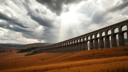 Fototapeta premium A Historic Stone Aqueduct in Sunlight