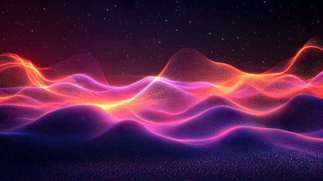 Abstract cosmic heartbeat waves pulsing energy with a vibrant wave of light in a dynamic celestial setting