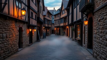 Warm Lanterns on Brick Walls