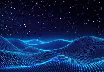 Abstract digital landscape, glowing blue dots