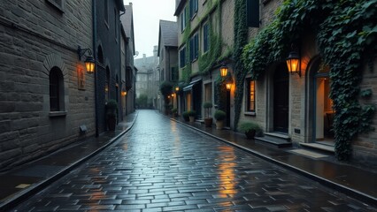 Fototapeta premium Historic Alleyway After Rain