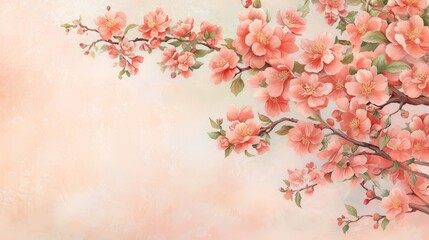 Fototapeta premium Exquisite pink blossom branch, stunning spring painting of nature's beauty pink