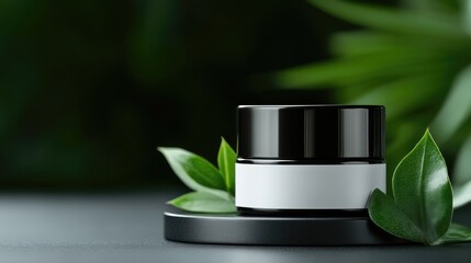 Elegant skincare jar, natural setting