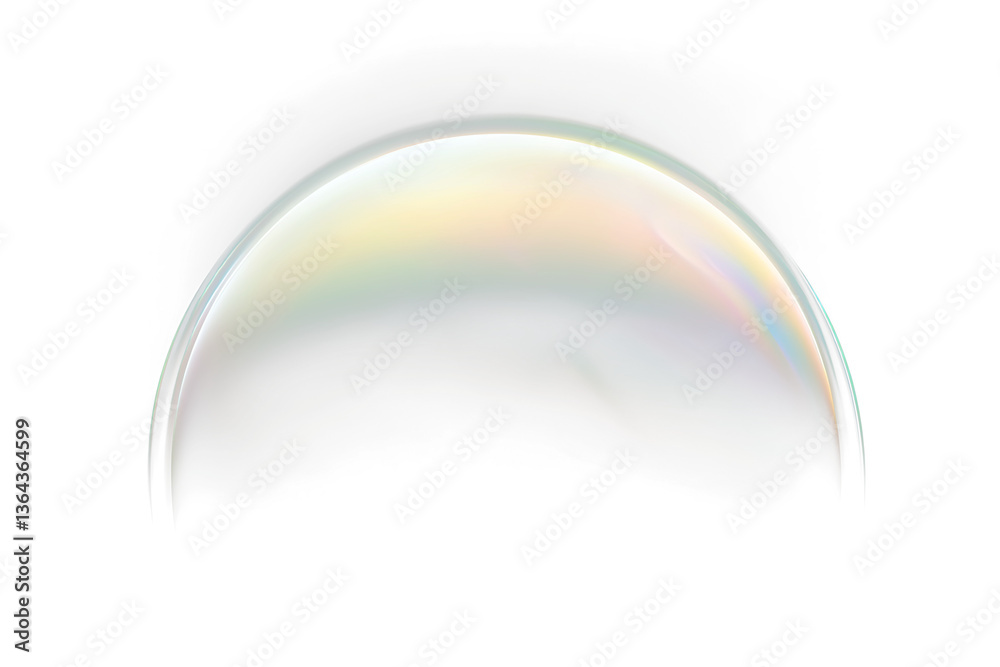 Poster iridescent soap bubble half-sphere on transparent background.