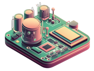 Isometric Motherboard Electronic Components Illustration for Technology and Innovation Projects