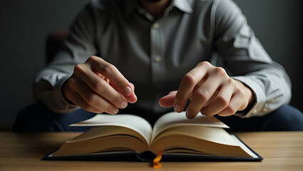 Close Up of Young Man Reading Book: A Journey of Personal Growth & Learning