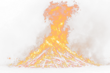 Large bonfire burning brightly at night.