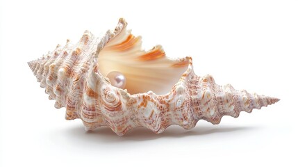 Fototapeta premium A beautiful seashell contains a luminous pearl in its interior
