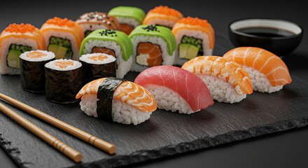 sushi and chopsticks