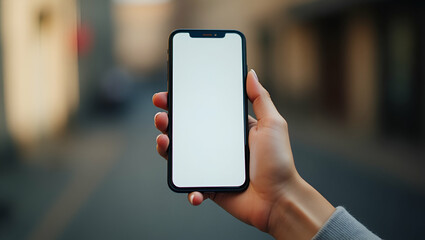 Closeup of Woman's Hand Holding Smartphone for Chat Box Mockup: Highlighting Social Networking, Messaging Communication, and Real-Time Digital Interactions in Stock Photo