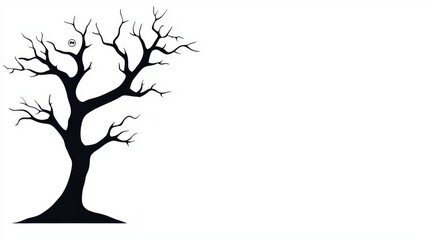 Obraz premium Silhouette of a Bare Winter Tree against White Background Perfect for Seasonal Designs