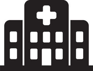Obraz premium Hospital building silhouette vector, Hospital icon symbol