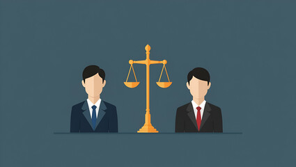 Suited Legal Professionals: Engaging with Virtual Justice Icons for Online Legal Services, Notary Public, and Expert Legal Advice in a Modern Business Landscape