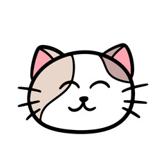 Cute Cat Head Doodle Illustration on Transparent Background 
