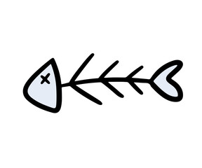 Cute Fish Doodle Illustration on Transparent Background 