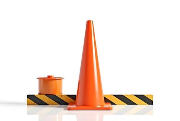 Iconic of a safety cone warning sign and barricade on a clean white background in a 16 9 aspect These symbols represent various safety construction and traffic related concepts