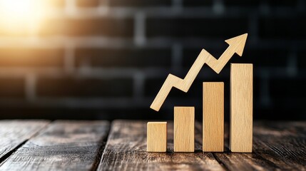 Upward Trend Wooden Blocks Chart Showing Growth Success