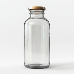 Transparent glass jar-style bottle with a classic shape, white background