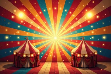Circus themed background design with retro rays and vintage sunbeam burst for party invitations, carnival tickets, fair posters, and more,  carnival,  fair poster