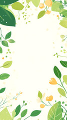 Fresh Green Leaves Floral Border