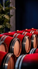 Wine barrels in a cellar