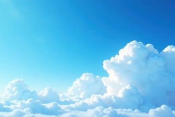 Clear blue sky with fluffy white clouds stretching across the horizon,  heaven,  skies