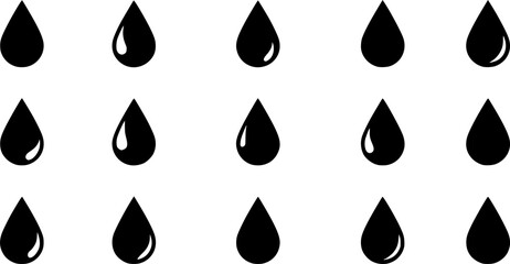 Vector black drop icon set. Drop Icon Object, Drop Icon Picture, Drop Icon Image - stock vector 