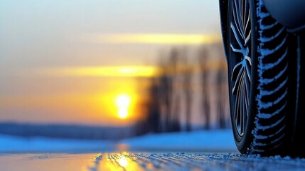 Winter road, car tire