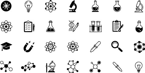 Vector black science icon set
