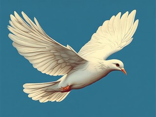 Obraz premium A white dove with wings spread wide flying gracefully in sky