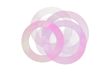 Interlocking pink and purple rings.