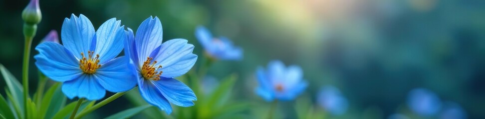 Obraz premium Close-up shot of vivid blue flowers blooming from native highland Andean plants, wilderness, outdoor